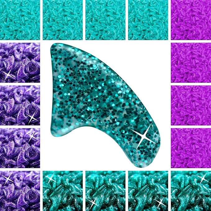 zetpo 80 pcs Cat Claw Covers | Cat Nail Caps | with Adhesives and Applicators (L, Turquoise, Purple, Turquoise Glitter, Violet Glitter)
