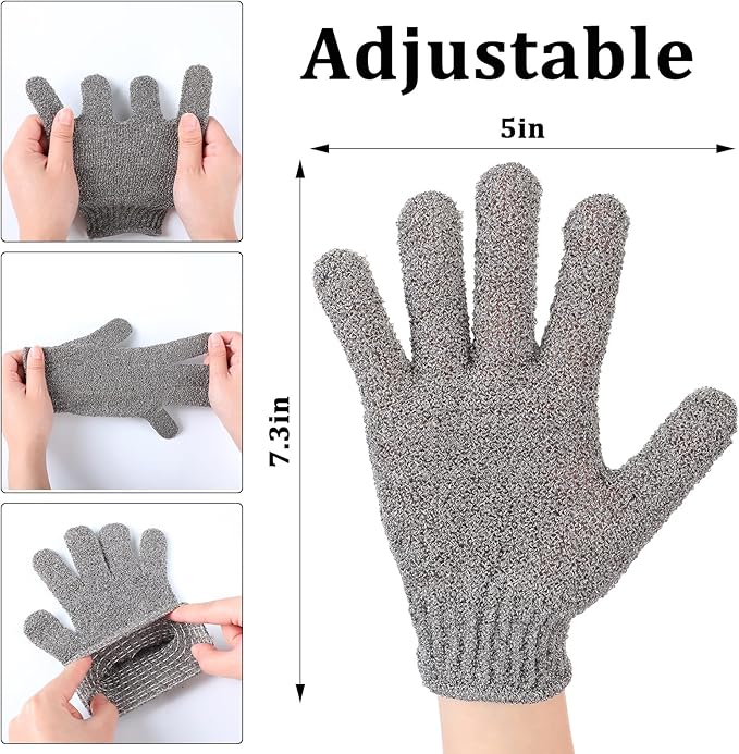 Coume 100 Pcs Adjustable Shower Caps and 2 Pairs Cats Carbonized Bamboo Bath Exfoliating Gloves Set for Sphynx Shower Body Scrub Puppy Kitten Small Pets