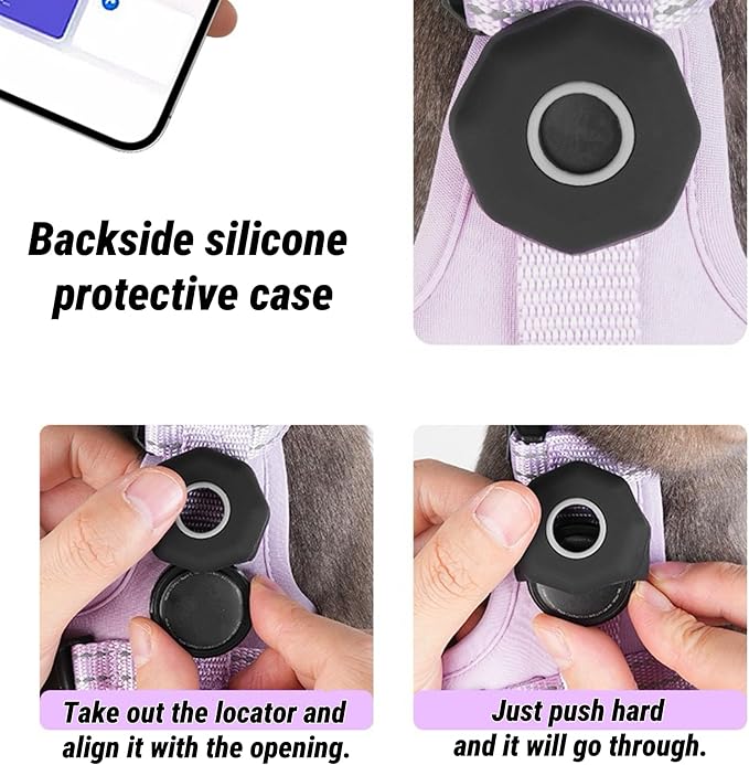 Cat Harness and Leash Set with AirTag Holder, Reflective,Soft Adjustable Kitten Harnesses for Small Medium Large Cats, XS-S (Purple, S：8.8-17.6lbs)