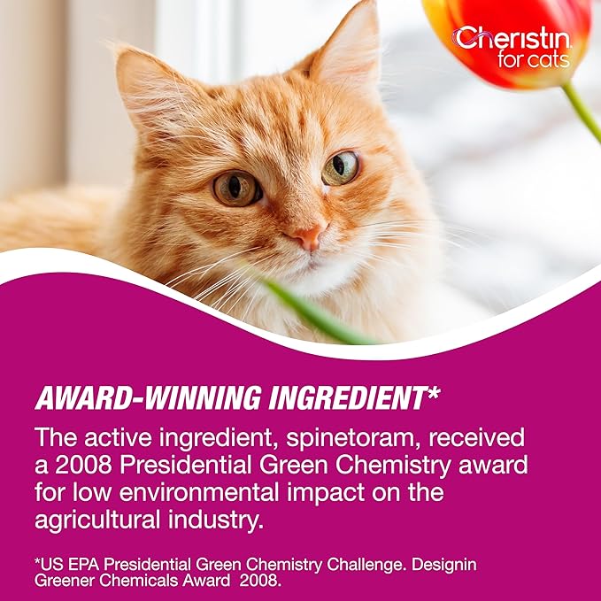 Cheristin Flea Treatment & Prevention for Cats | Fast acting topical flea treatment for cats over 1.8 lbs | 3 Count