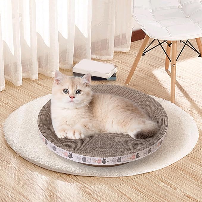 er Cardboard, Pad Bowl Nest for Indoor Cats Grind Claw, ing Board Corrugated Lounge Cat Beds Furniture Protector, L