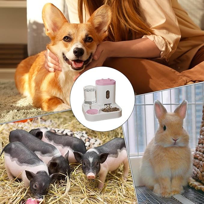 Automatic Feeder,2-in-1 Smart Drinking Food Dispenser - Cat Food Dispenser | for Outdoor Indoor Animal Kitten Puppy Feeding Watering Wet Dry