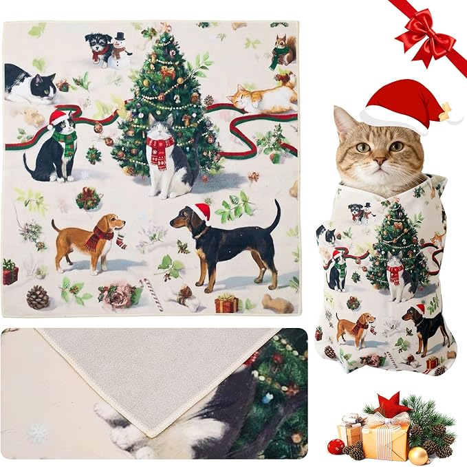 Purrfect Peace Cat Swaddle Wrap – 27.6" Professional Calming Restraint Bag for Grooming, Nail Trimming & Medicine - Adjustable Cat Restraint for Grooming, Nail Clipping & Vet Visits