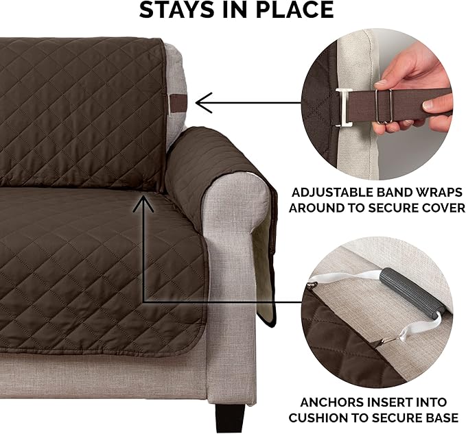 Furhaven Water-Resistant & Reversible Large Sofa/Couch Cover Protector for Dogs, Cats, & Children - Two-Tone Pinsonic Quilted Living Room Furniture Cover - Espresso/Clay, Large Sofa