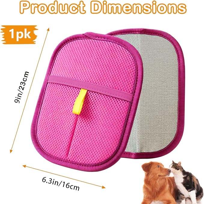 Pet Hair Removal Glove - Electrostatic Cat Dog Hair Remover Glove, Reusable Magic Brush Pet Hair Remover Tool for Couch, Carpet, and Car Seat (Pink,1 Pack)