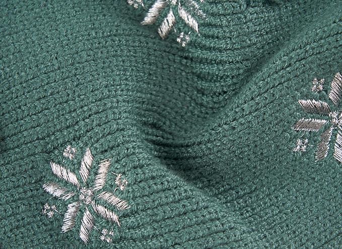 Green Embroidery Snowflake Chihuahua Christmas Sweater, Ugly Holiday Festive Plaid Christmas Dog Sweater Dress for Small Dogs Girl, Cat Outfit Small (S) Back Length 12"