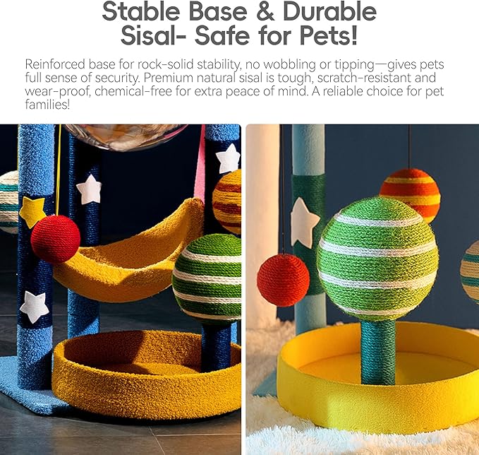 35 Inch Starry Sky Cat Tree Tower | Multi-Layer Cats Furniture with Space Capsule