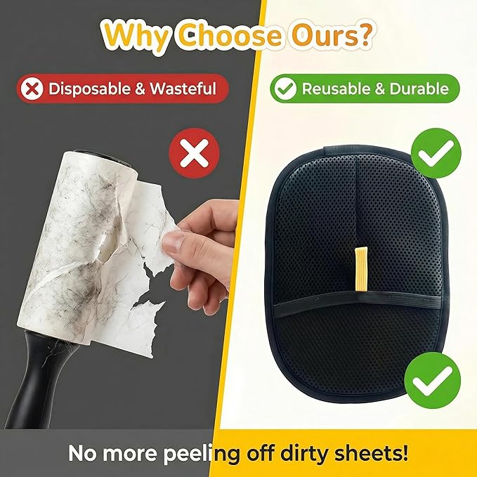 1PC 2026 Electrostatic Gloves Pet Hair: Pets Hair Remover Electro Antistatic Hair Removal Glove Cat Mitt Mitten Static Reusable Tool Furniture Cleaning Animal Double Sided Grooming Magic Fur Dogs Mit