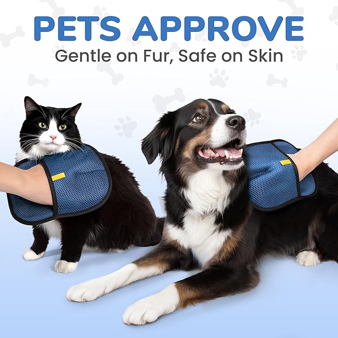KEYVOZ Pet Hair Removal Glove for Cats and Dogs, Electrostatic Magic Brush Pet Hair Remover for Dog Couch, Available in Blue, Purple, Pink, Brown- Perfect for Pet Owners (Blue)