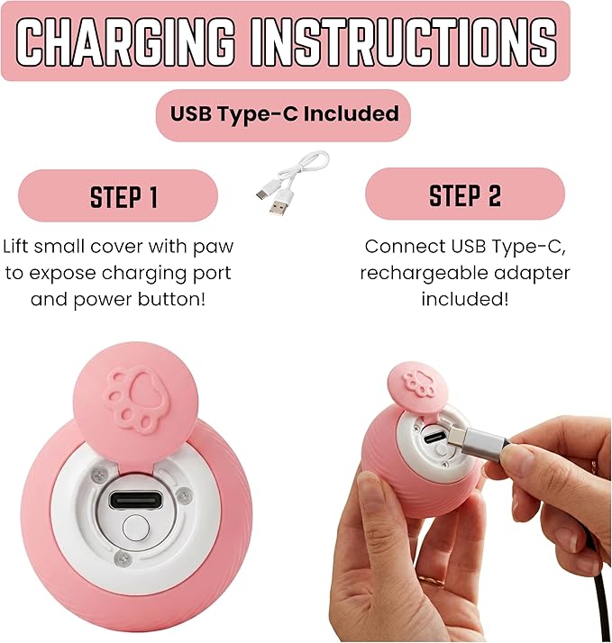 Interactive Cat Toy Ball, 3 Play Modes, Automatic Rolling with RGB Lights, E-TPU, Smart Moving Bouncing for Cats (Pink)
