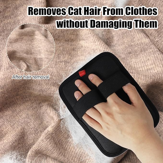 Static Removal Gloves for Pet Hair,Reusable Double-Sided Grooming Gloves,Cleans All Surfaces Easily,Suitable for Sofas,Clothes,Car Detailing,Carpets,Beds,Bedding,Furniture (Black)