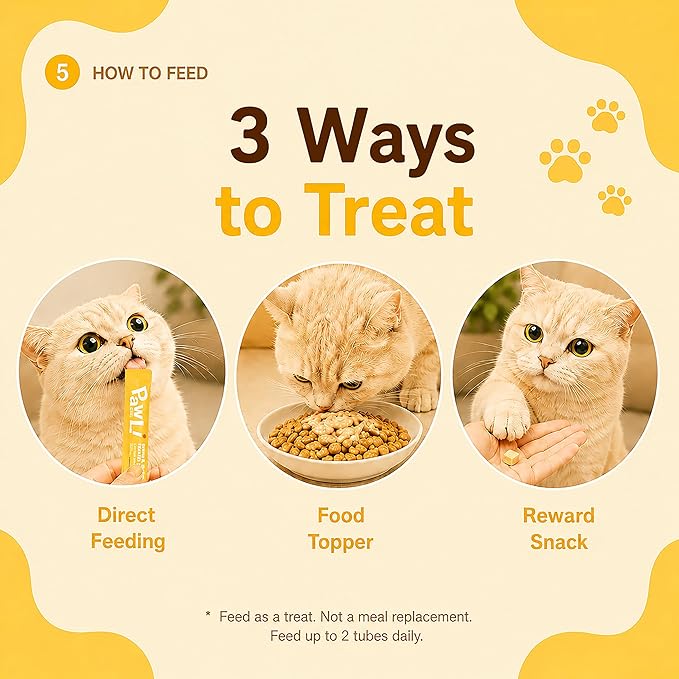 PAWLI Digestive Health Lickable Cat Treats, Squeeze Cat Treats for Sensitive Stomach & Gut Health, Cat Treats for Digestion Support, Grain-Free, 7 Count (3.5 oz Total)