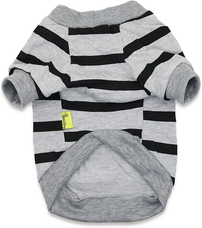 Dog Shirt Striped Shirts for Dogs French Bulldog Clothes for Small Dogs Boy Dog Clothes, Medium, Grey