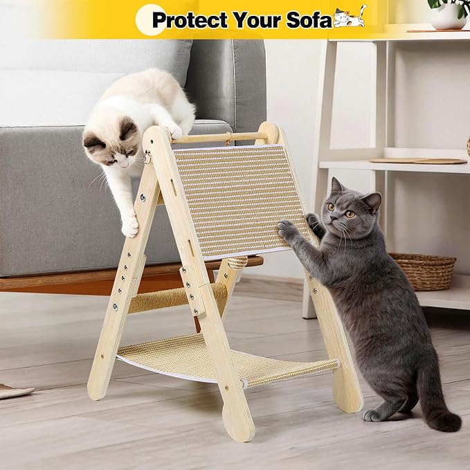 Cat Scratching Pads, Cat Scratch Board, Protecting Furniture Cat Scratcher with Toy Ball, Triangle Shaped 3 Usable Sides for Indoor Cats, Cat Scratch Post, Cat Toy Durable Woodboard Vertical