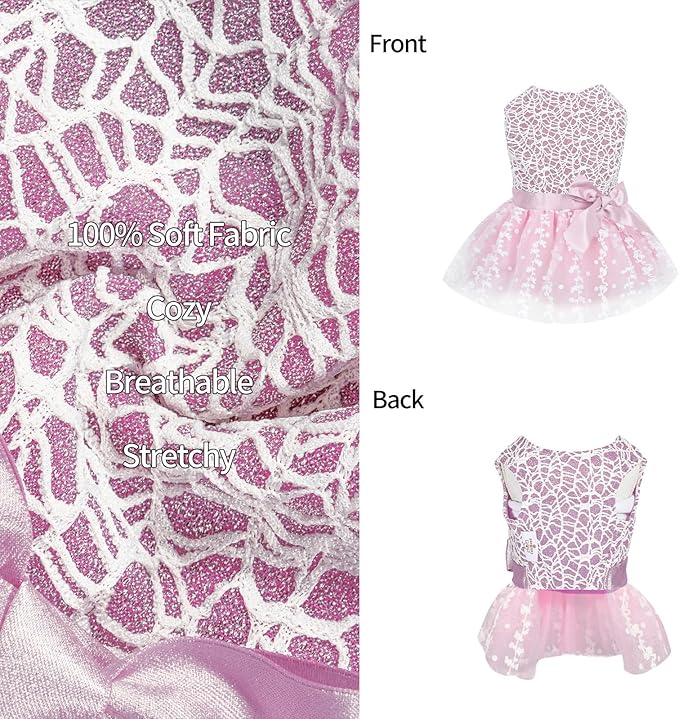 CuteBone Dog Birthday Dress Girl Puppy Skirt Tutu Cat Wedding Outfit Pet Party Clothes for Small Dogs Costume DD16S