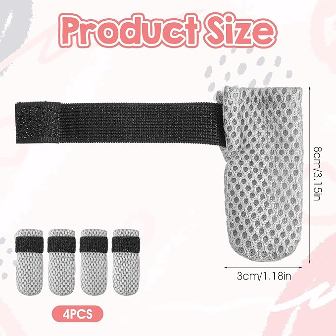 4 Pcs Cat Paw Socks, Anti-Slip Cat Claw Covers for Scratching & Prevent Licking, Soft Breathable Cotton Paw Protectors for Hardwood Floors & Hot Pavement (Small, Non-Slip Grips