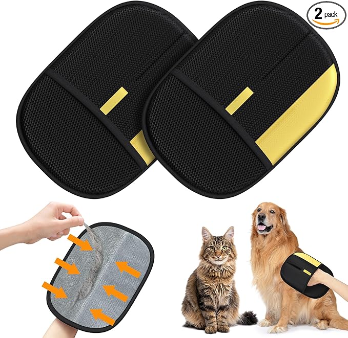 Pet Hair Remover - 2025 New Electrostatic Magic Brush Pet Hair Remover Glove, Reusable Cat & Dog Hair Remover Tool for Clothing, Couch, Furniture, Carpet, Car Seat, Cat Grooming Glove, 2 PCS