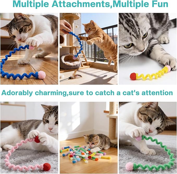 24 Pack Cat Spring Toy, Colorful Cat Spiral Spring, Attracting Cats to Interact for Swatting, Biting, Hunting Kitten Toys