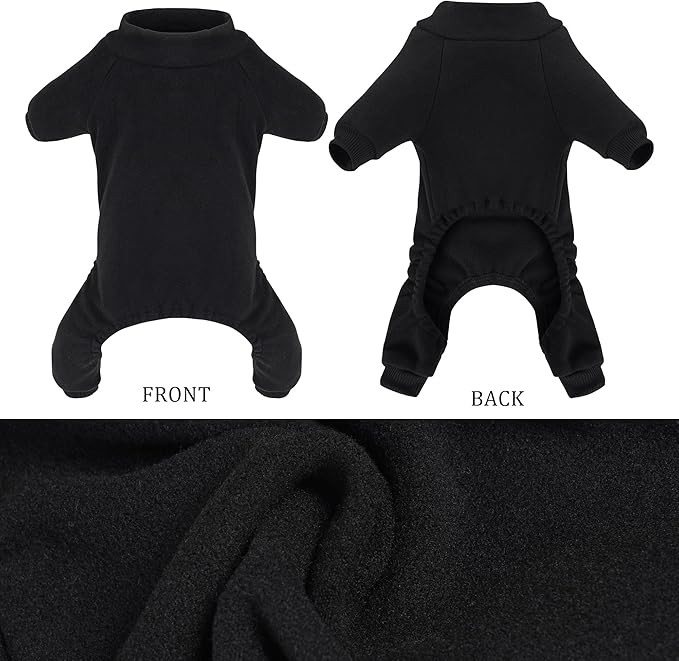 choyaxo Velvet Dog Pajamas Stretchy Pet Clothes Puppy Jumpsuit Solid Color Cat Clothes for Small Pet Dog and Cat (Black, Small)