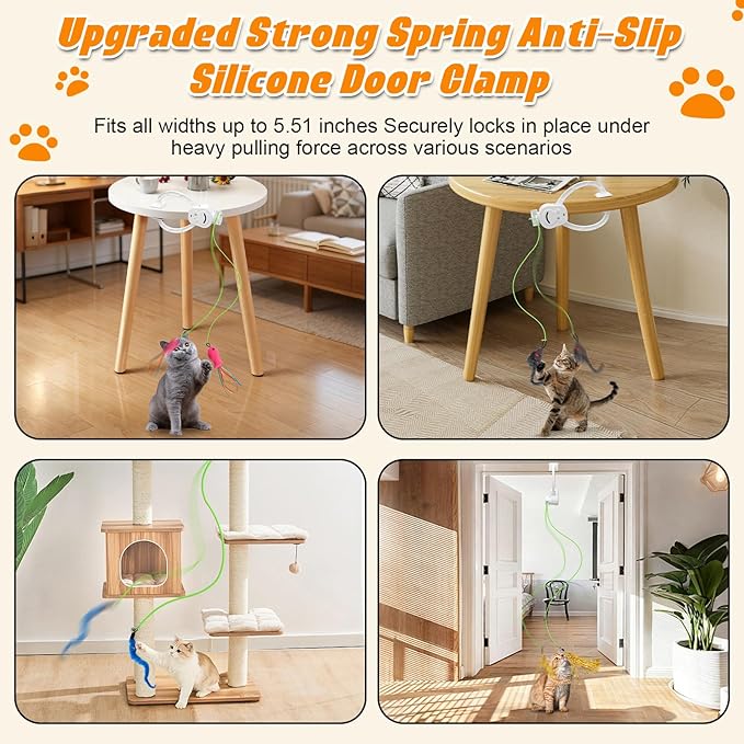 Automatic Interactive Cat Toy Rechargeable, Hanging Cat Toy, Cat Door Toy, Cat Enrichment Toys for Indoor Cats & Kitten, Doorway Electric Cat Teaser for Exercise, Boredom Relief & Fun Games
