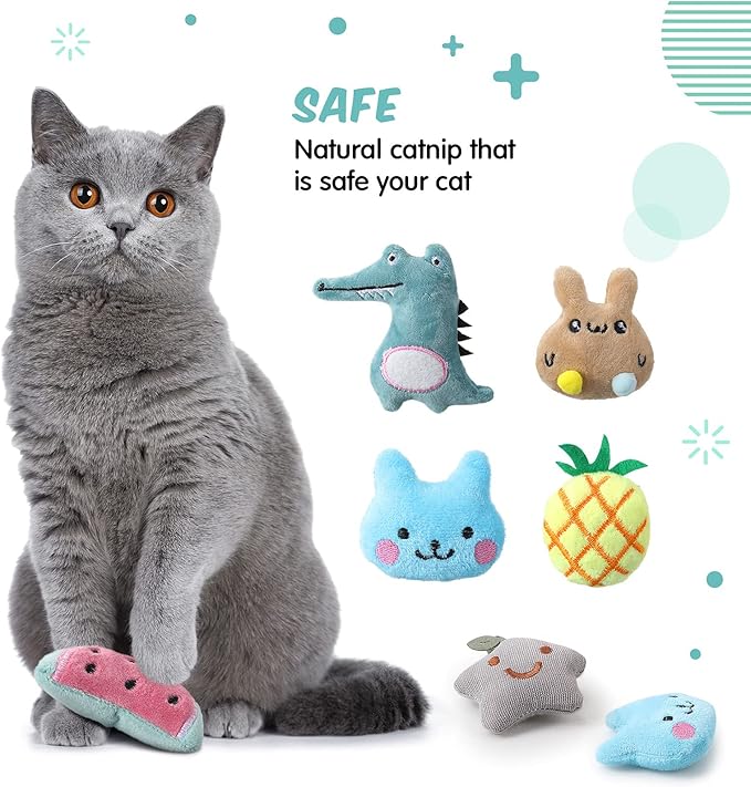 Gejoy 20 Pack Catnip Toys for Indoor Cat Plush Kitten Cat Chew Toys Catnip Kitten Entertaining Interactive Safe Teeth Cleaning Dolls(Lovely)