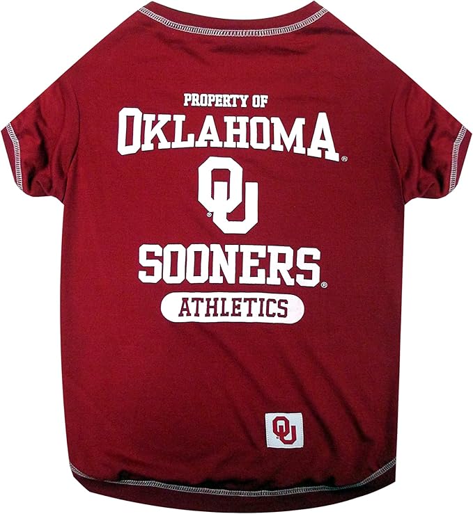 Pets First Collegiate OKLAHOMA SOONERS Dog T-Shirt, Large. - Licensed Shirt for Pets Team Colored with Team Logos.- Premium Stretchable Materials for the Comfrot of your Dog & Cat.