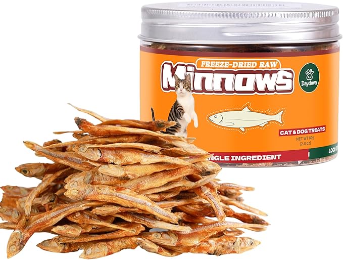 Freeze Dried Minnows for Dogs & Cats, Single Ingredient Human Grade Fish Treats, Wild Caught High Protein Training Rewards (2.8 Ounce)