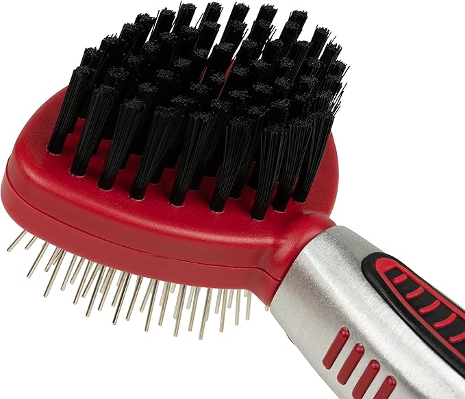 CHI for Cats 2-in-1 Double-Sided Pin and Bristle Cat Brush, Nylon-Tip Pins Detangle Undercoat, Bristle Side Reduces Shedding and Restores Shine, Ionic Technology, Ergonomic Soft-Grip Handle