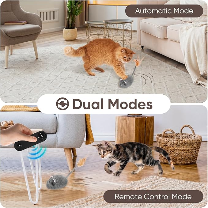 Pawingcat Remote Control Cat Toy Rechargeable Cat Mouse Toy Automatic Interactive Cat Toys for Indoor Cats Toy with 3-Speed Adjustment and 4 Directions