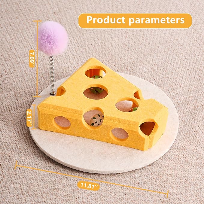 Interactive Cat Toy Puzzle Toys for Indoor Cats Felt Cat Scratcher Kitten Toys Pet Cat Games Self-Play Fun Exercise for Bored Adult Cats Encourages Hunting Instincts