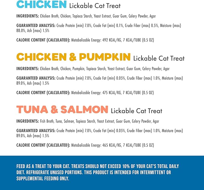 Bundle of Weruva Puddy Pops Lickable Cat Treats in 3 flavors, Chicken, Tuna & Salmon, and Chicken & Pumpkin