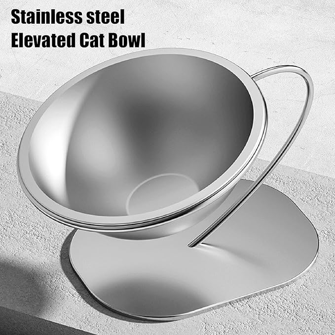 Cat Feeding Bowl, Multifunctional Stainless Steel Elevated Design Dog Water Bowl Disassemble Large Capacity Anti Tipping Raised Pet Food Bowl for Cats Dogs