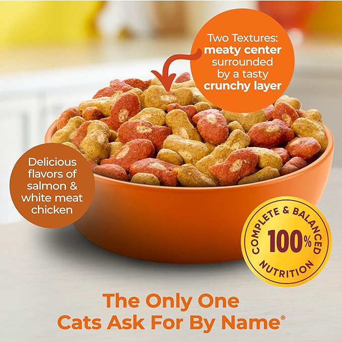 Meow Mix Tender Centers Dry Cat Food, Salmon & White Meat Chicken Flavors, 3 Pound Bag (Case of 4)