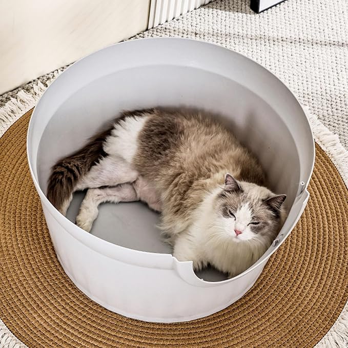 Hidden Litter Box Plant Enclosure, Extra Large Splash Proof Cat Litter Box Enclosed Semi Enclosed Structure Decorative Hidden Pet Bathroom with Plastic Plant & Scoop