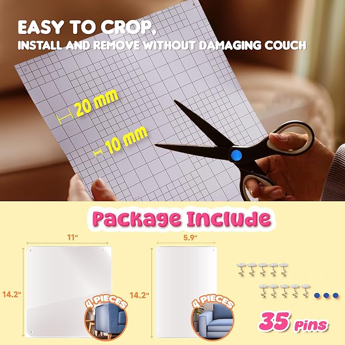 THLHKD Cat Scratch Furniture Protector: 8 Pcs Couch Protectors Tape from Cats Claws Scratching Single Sided Clear Sticky Sheets Proof Clawing Sofa Corner Protection Cover Anti Scratch for Furniture