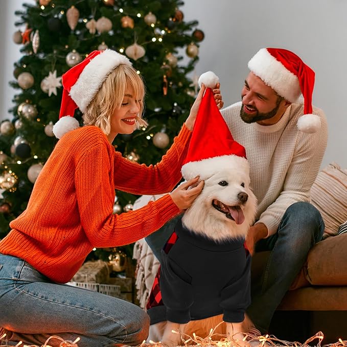 Ugly Christmas Dog Sweater – Soft & Warm Turtleneck Dog Outfit with Leash Hole, Cold-Weather Coat for Dogs & Cats, Perfect for Christmas (Red & Black, Small)
