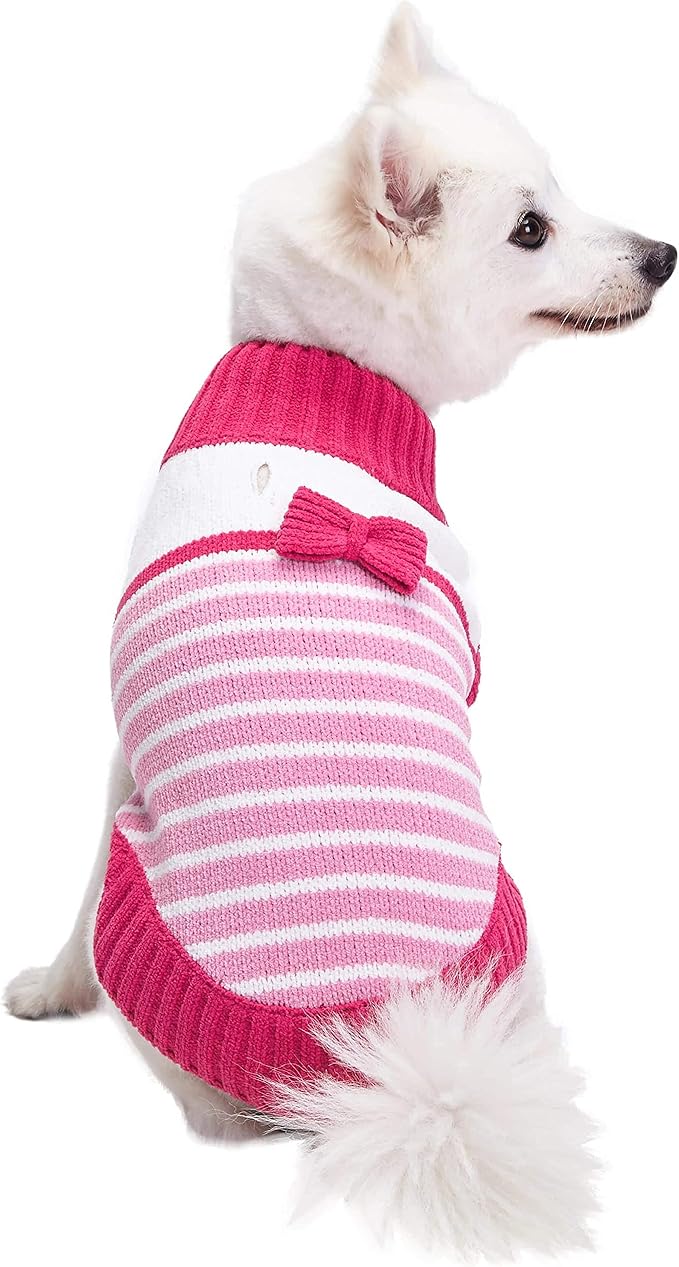 Blueberry Pet Pinky Princess Designer Chenille Dog Sweater in Pinky Princess, Back Length 16", Pack of 1 Clothes for Dogs