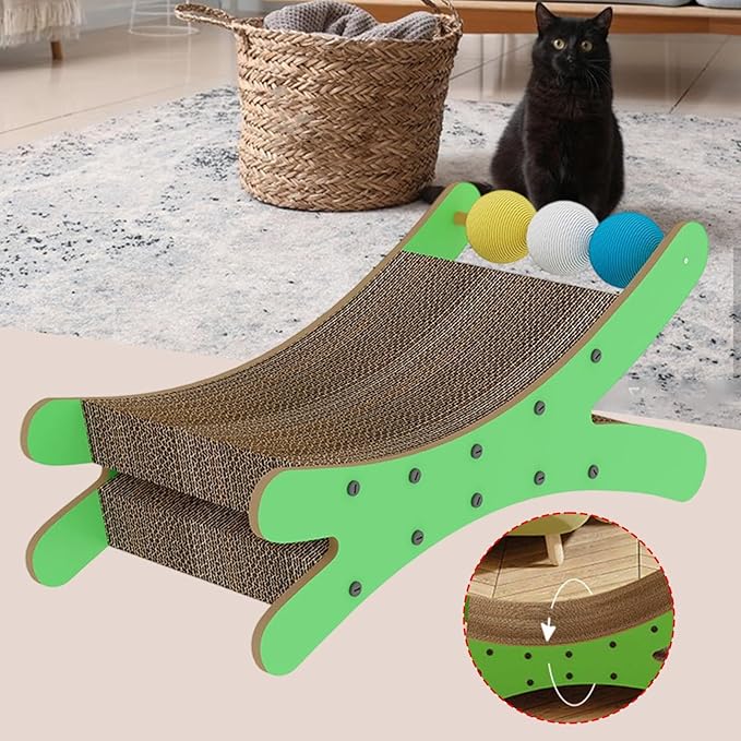 Cat Couch Scratcher Scratching Pad Modern Pet Furniture Cardboard Scratching Nest Cat Bed for Resting Playing Sleeping- Green