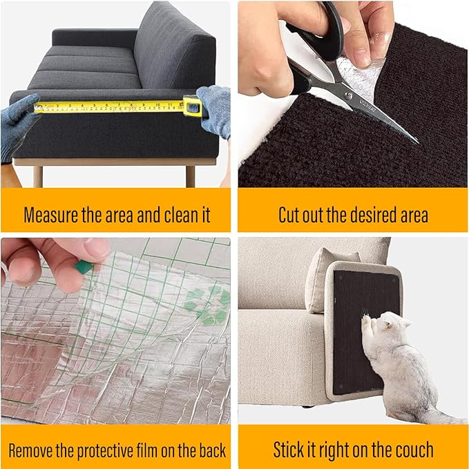 YONGJOY Cat Scratch Couch Furniture Protector, Adhesive Cat Scratch Pad Deterrent for Furniture, DIY Climbing Scratcher for Indoor Cats (Brown, 78.7x15.8 in)