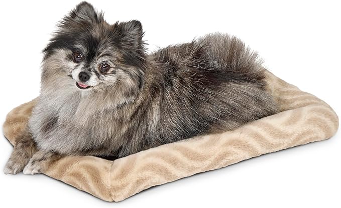 MidWest Homes for Pets QuiteTime Deluxe Wave Bolster Bed for Tiny Dogs; Easily Machine Wash and Dry; Tan; 18"; 40218-WVTN