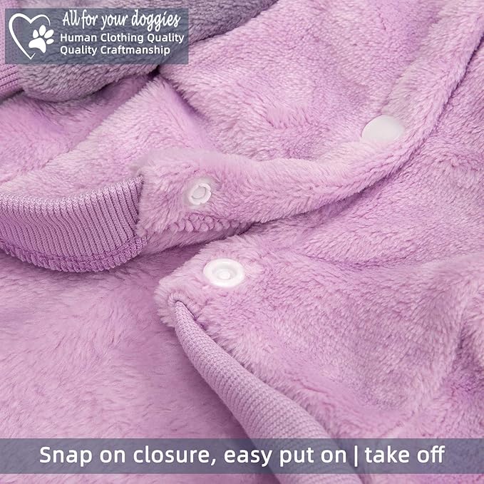 FabriCastle Dog Hoodie Sweater for Small Dogs Boy and Girl, Small Dog Clothes XS XXS Puppy Sweatshirt, Pet Outfit, Cat Clothing Super Soft Warm Snap On Closure (Lavender-Purple, XX-Small)
