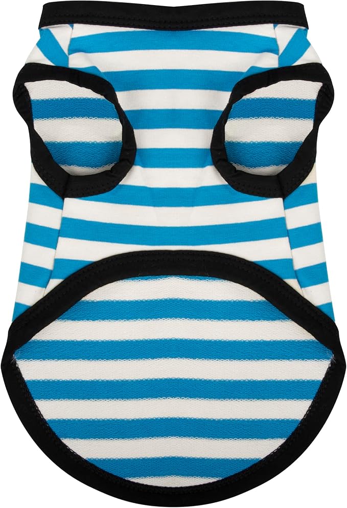 Paiaite Dog Striped Shirt Happy Color Cotton Sleeveless Puppy Pet Shirts Breathable Apparel Tank Top Colorful Puppy Sweatshirt Clothes for Small Medium Dogs Blue 3XL