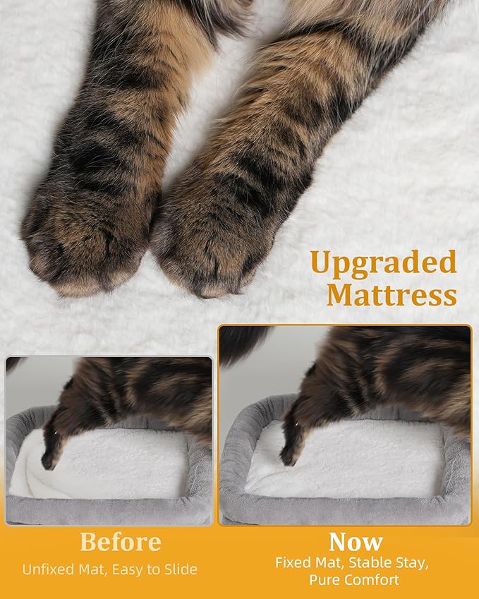 Aechonow Cat Tree Tower for Large Cat, Cat Bed House with Large Perch for Adult Cats, 20x16.5 Inch Big Platform for Indoor with Super Cozy Mat, Large Condo with Scratching Post, Light Gray