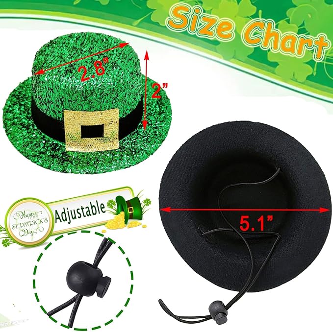2 PCS St. Patrick's Day Costume Dog Bandana Collar and Pet Top Hat Buckle Green Dog Bow Tie Formal Tux Clothes with D-Ring Irish Tuxedo Saint Patrick Outfits for Dogs Puppy Cat Party Dress (Small)