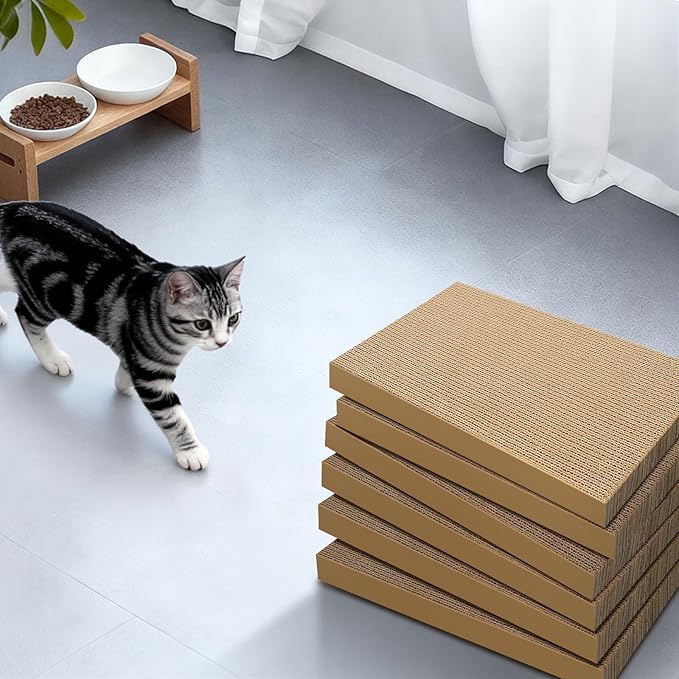 Cat Scratchers 6 Packs Refill Cat Scratching Pad Cardboard for Indoor Cats and Kitten, All Breeds Cat Scratch Pad Board Easy for Cats to Scratch