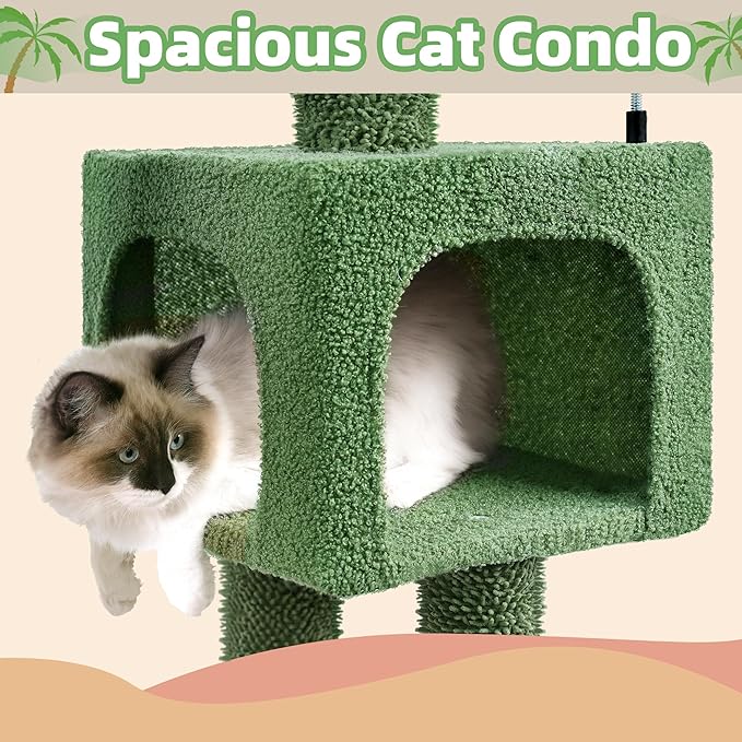 AIWIKIDE Cat Tree Has Scratching Toy with A Ball Activity Centre Cat Tower Furniture Jute-Covered Scratching Posts (Green, 36.6'')
