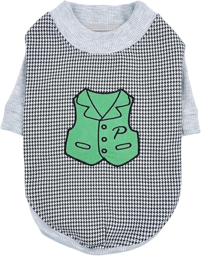Puppia Francis Dog Shirt Round NeckTrendy Fashionable Cute Dog Apparel for Small and Medium Dogs, Black, Medium