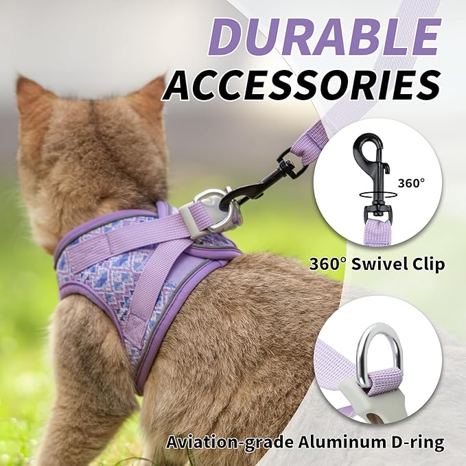 Arblina Soft Mesh Cat Harness and Leash Set for Walking,Escape Proof No Choke Step in Kitten Vest Harness,Reflective Ajustable Puppy Vest for Traveling