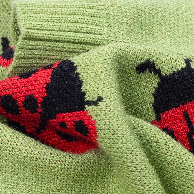 Fitwarm Ladybug Dog Sweater, Warm Dog Winter Clothes for Small Dogs Boy Girl, Pet Outfit, Green, Red, Black, XXL