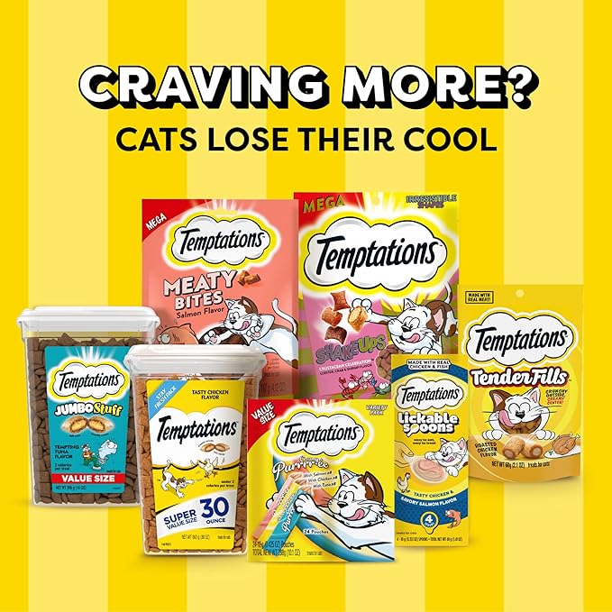 Temptations Cat Treats Classic Crunchy and Soft Cat Treats, Savory Salmon Flavor, 30 oz. Tub